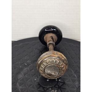 Antique Doorknob Architectural Hardware Black Porcelain and Metal Door Handle